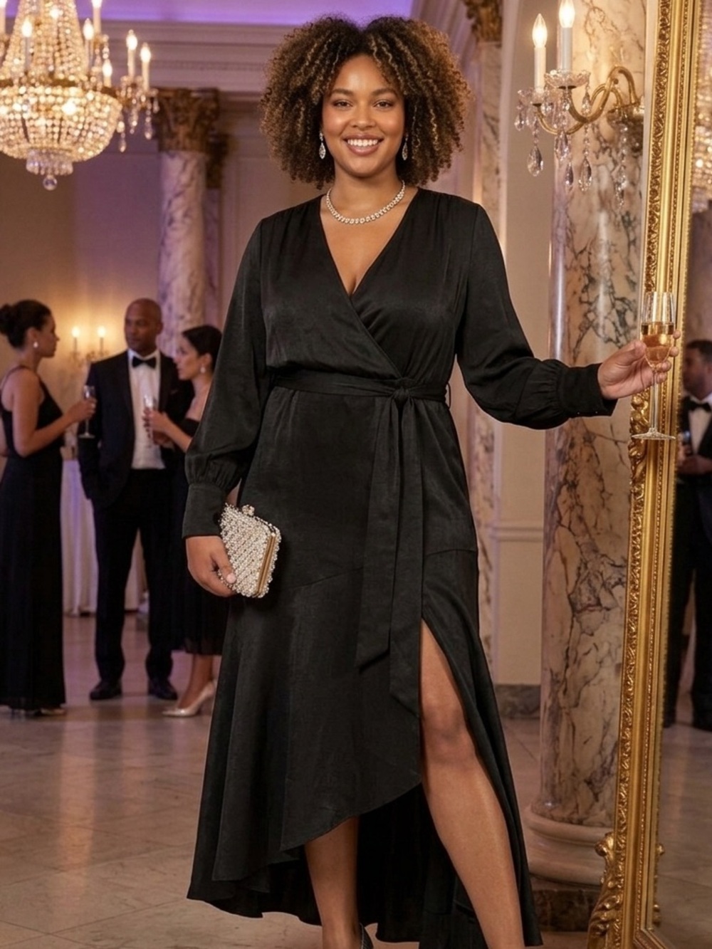 NWT ELOQUII Black Satin Maxi Dress - Size 14